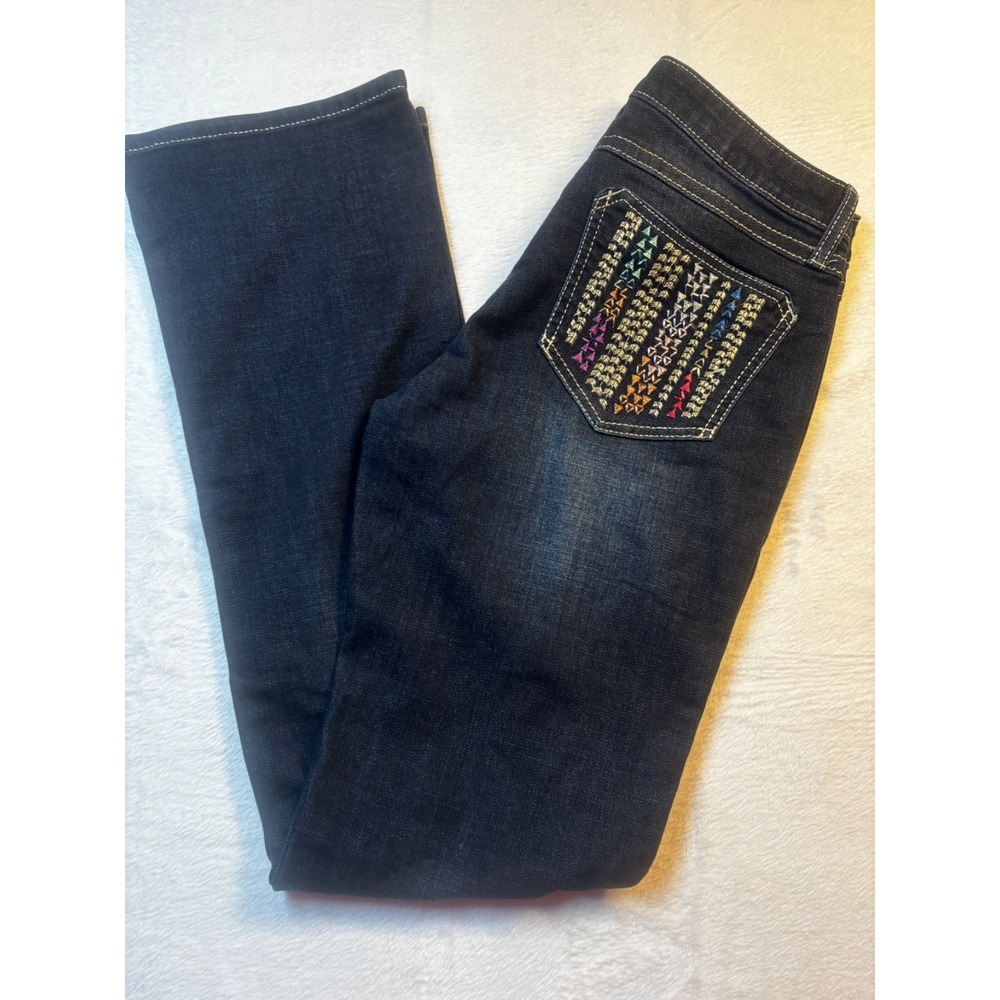 ROCK 47 WRANGLER Jeans Women's Sz 30/33 Western Bootcut‎ Bling Low Rise